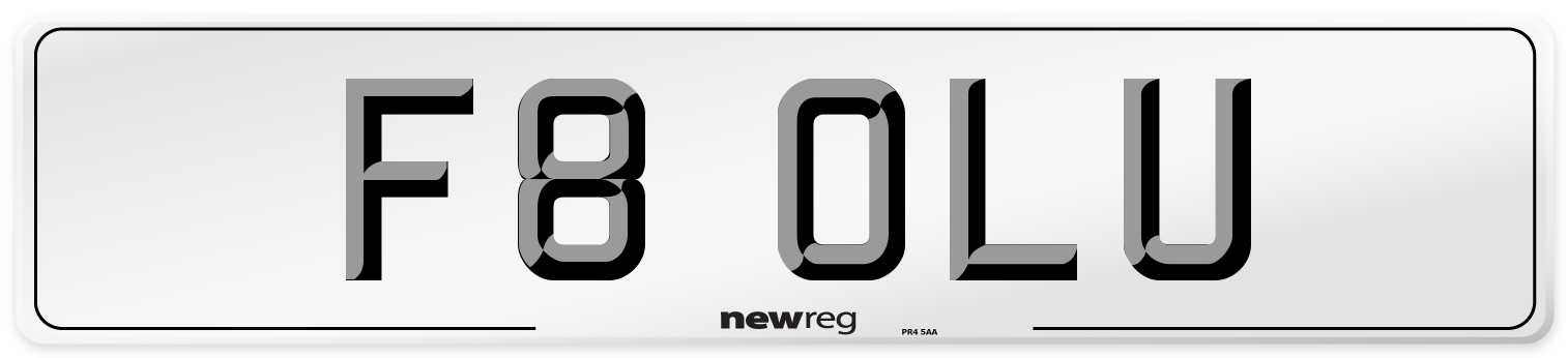 F8 OLU Number Plate from New Reg